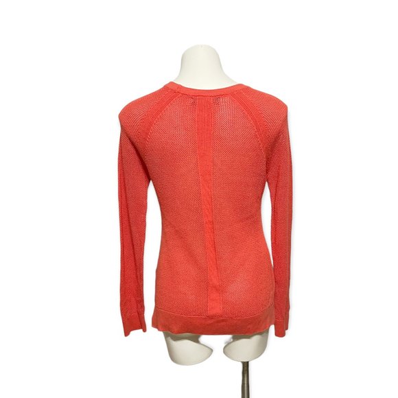 Sanctuary Medium Orange Open Knit Crewneck Cotton Sweater - Picture 4 of 6